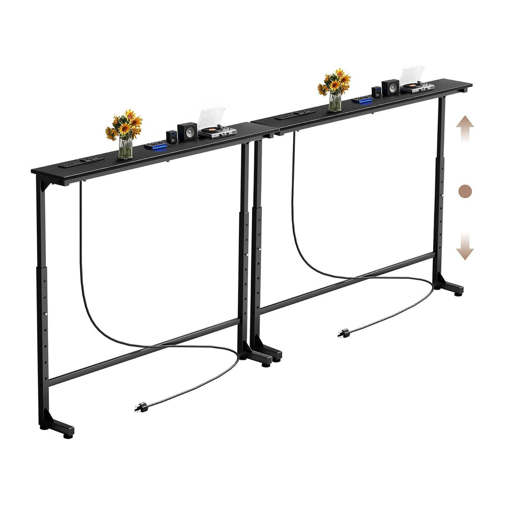 Keelian 70 inch Narrow Console Table with Outlet,Adjustable Height(25"-3...