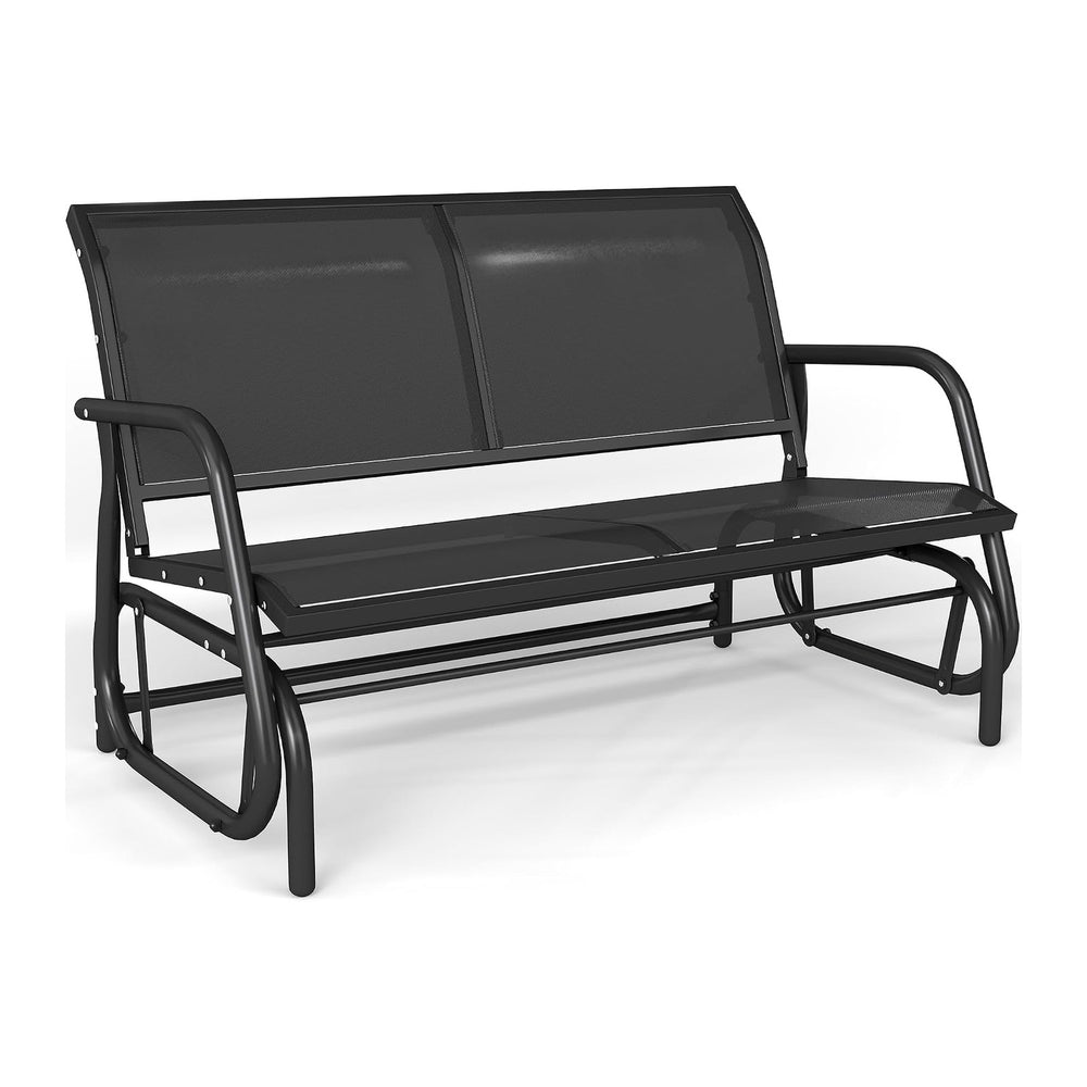 KROFEM Outdoor Glider Bench, Glider Bench for Outside Patio, Black | High Bac...