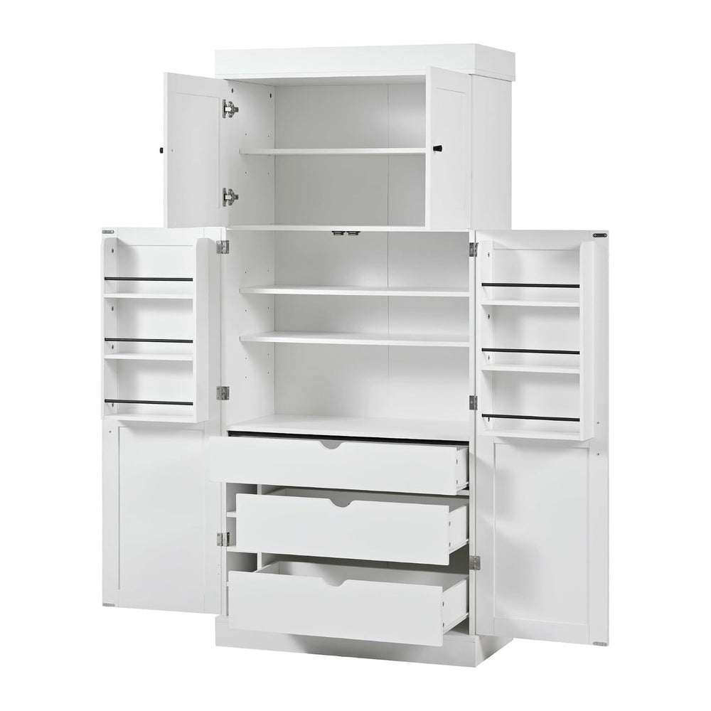 Large Freestanding Kitchen Pantry Cabinet, Cupboard Storage Cabinet with Adju...