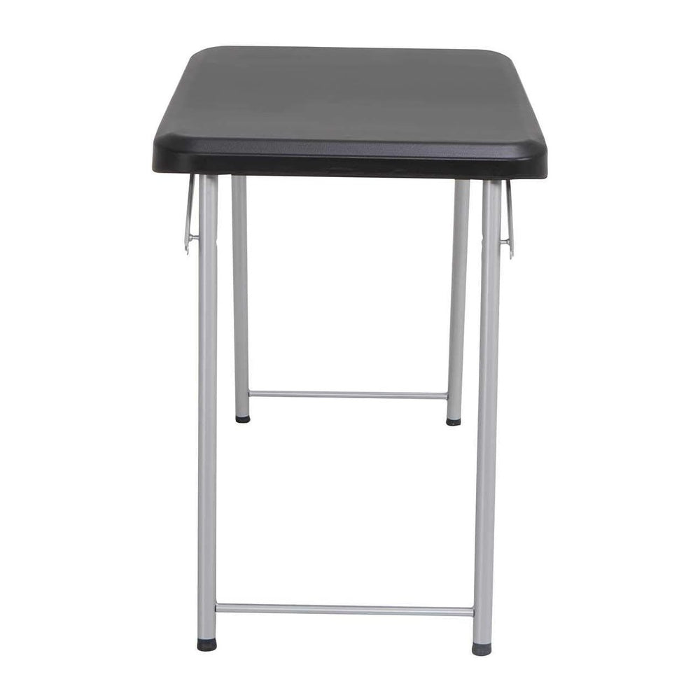 LIFETIME Stacking Compact Folding Table, 30 in. x 20 in., Black and Silver, I...