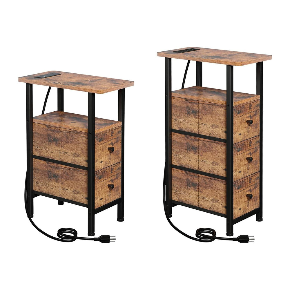 LOAKEKEL Narrow End Table Living Room with Charging Station