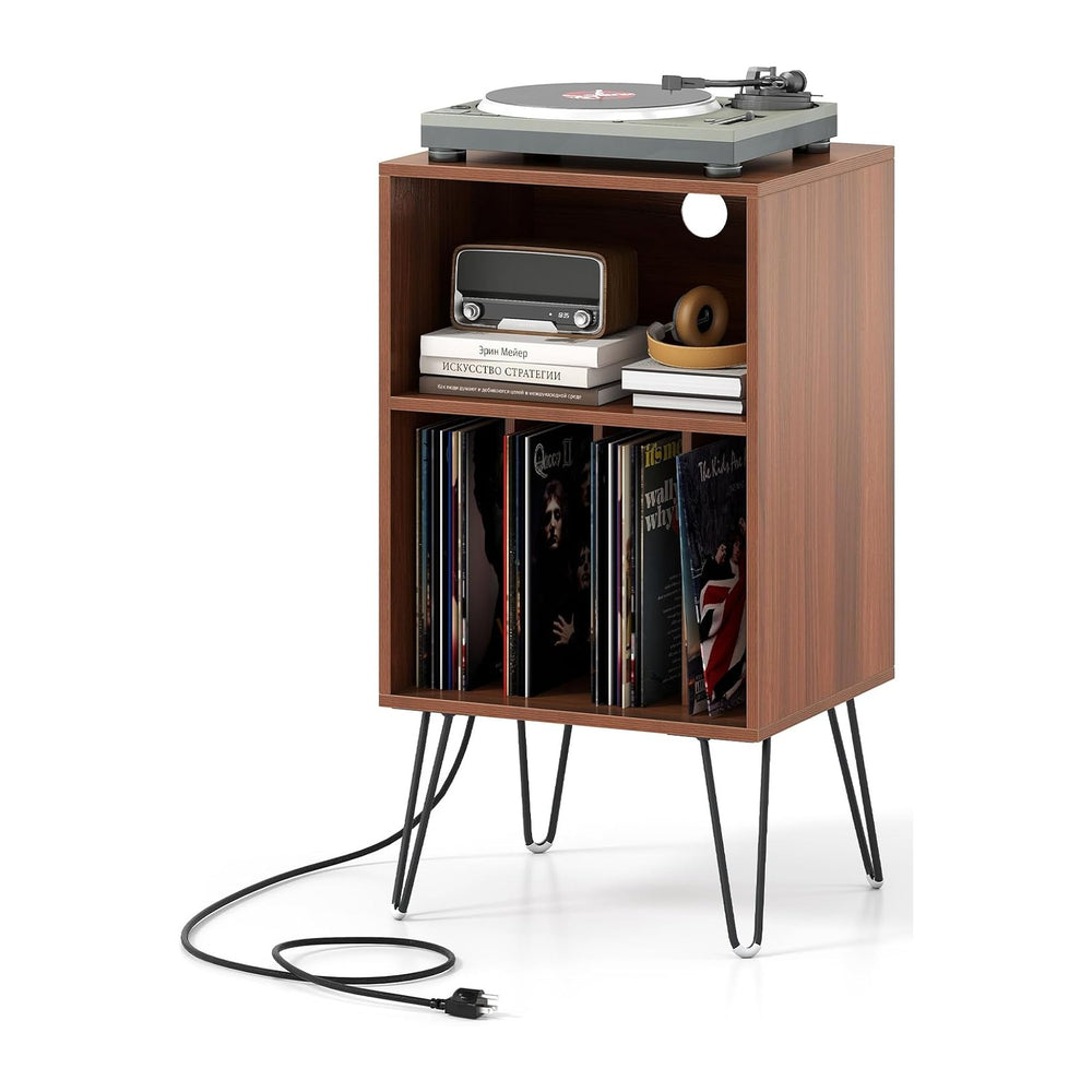 LOKO Record Player Stand with Charging Station, Turntable Stand with Vinyl St...
