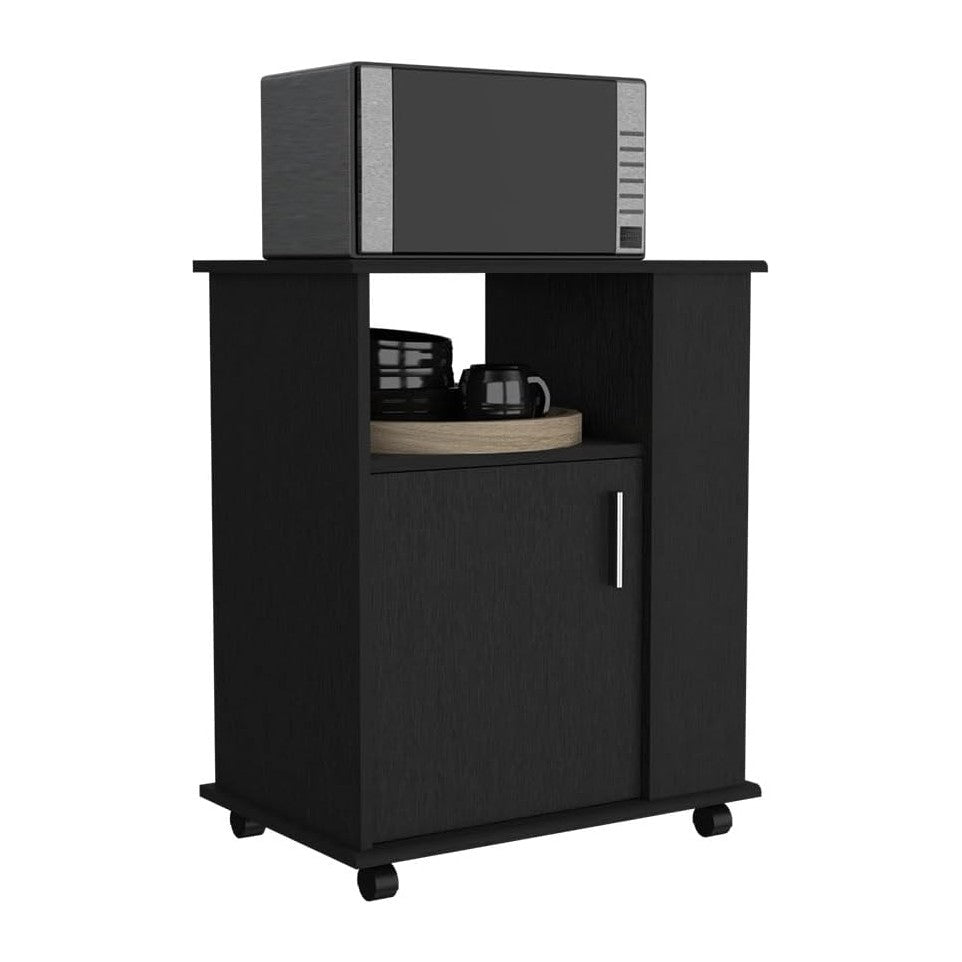 Lower Microwave Pantry 29", Single Door Cabinet, Open Shelf & Side S...