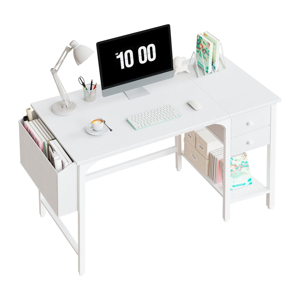 Lufeiya White Small Desk with Drawers - 40 Inch Computer Desk for Small Space...