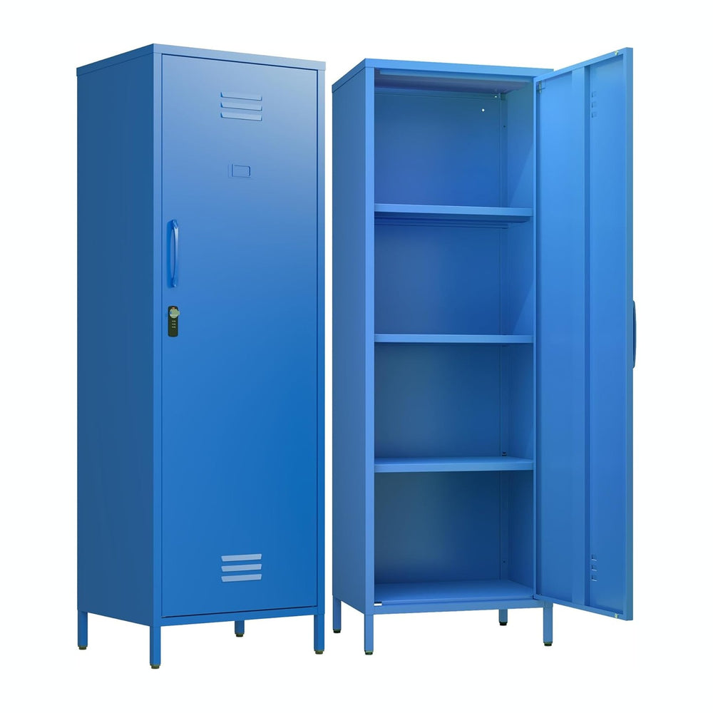 Metal Locker Storage Cabinets 59.06"H Navy Blue Locking File Cabinets Ki...