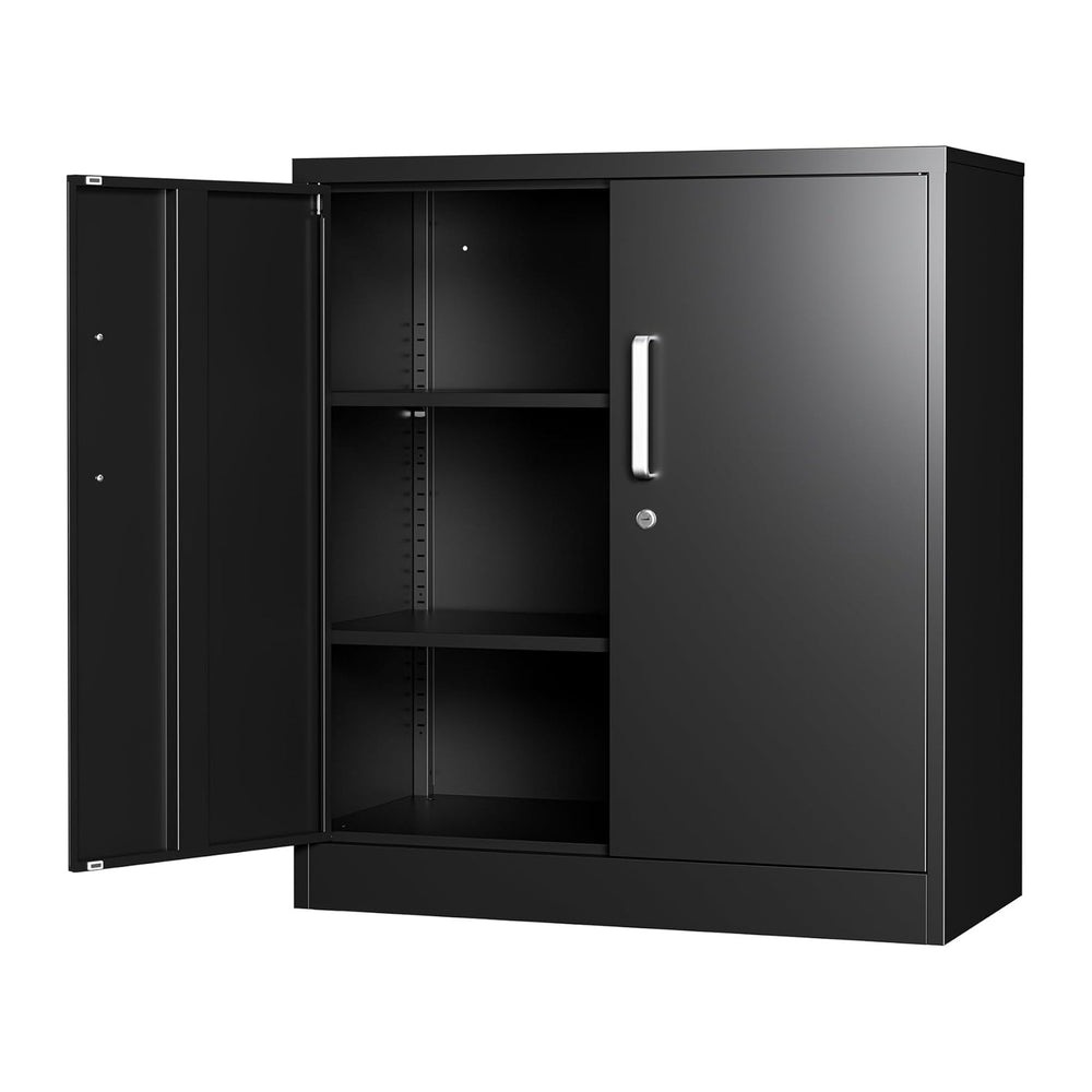 Metal Storage Cabinet with Locking Doors, 35.4" Steel Locker Organizer w...