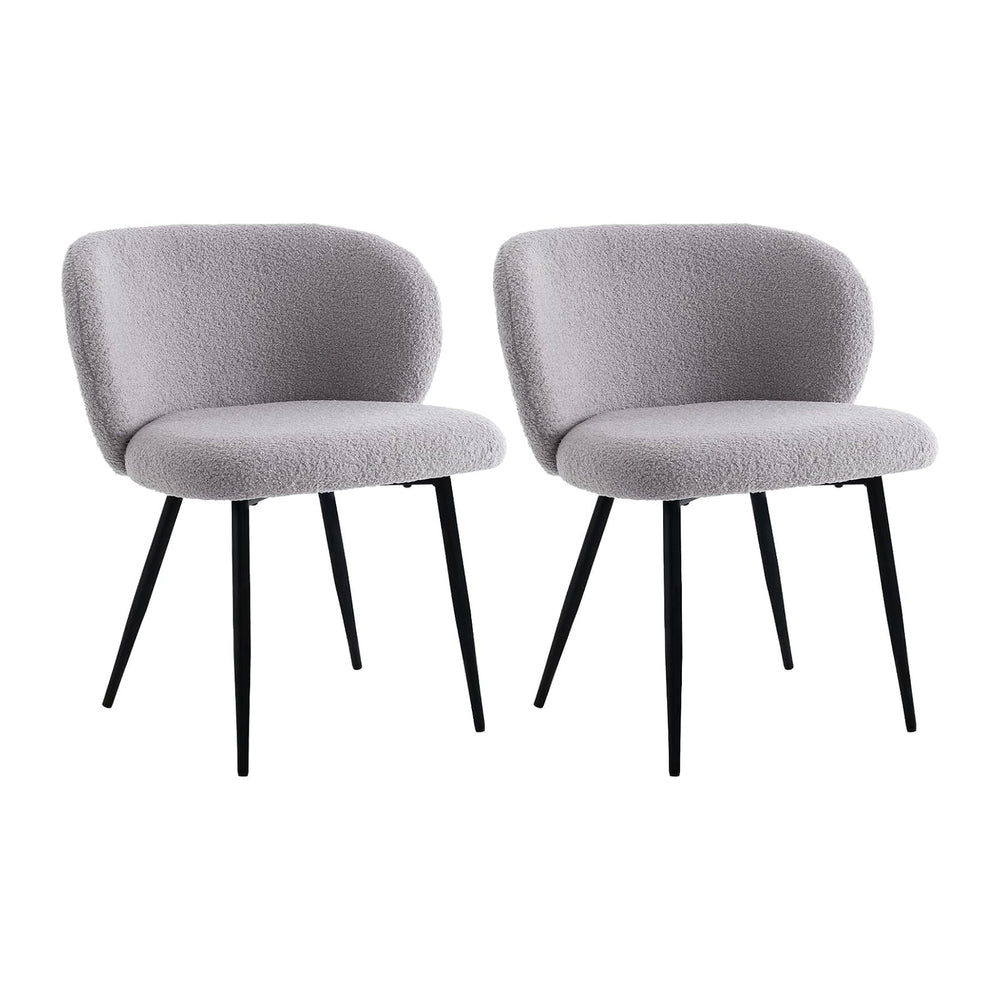 Modern Teddy Dining Chairs Set of 2, Comfy Kitchen Armless Chairs with Thick ...