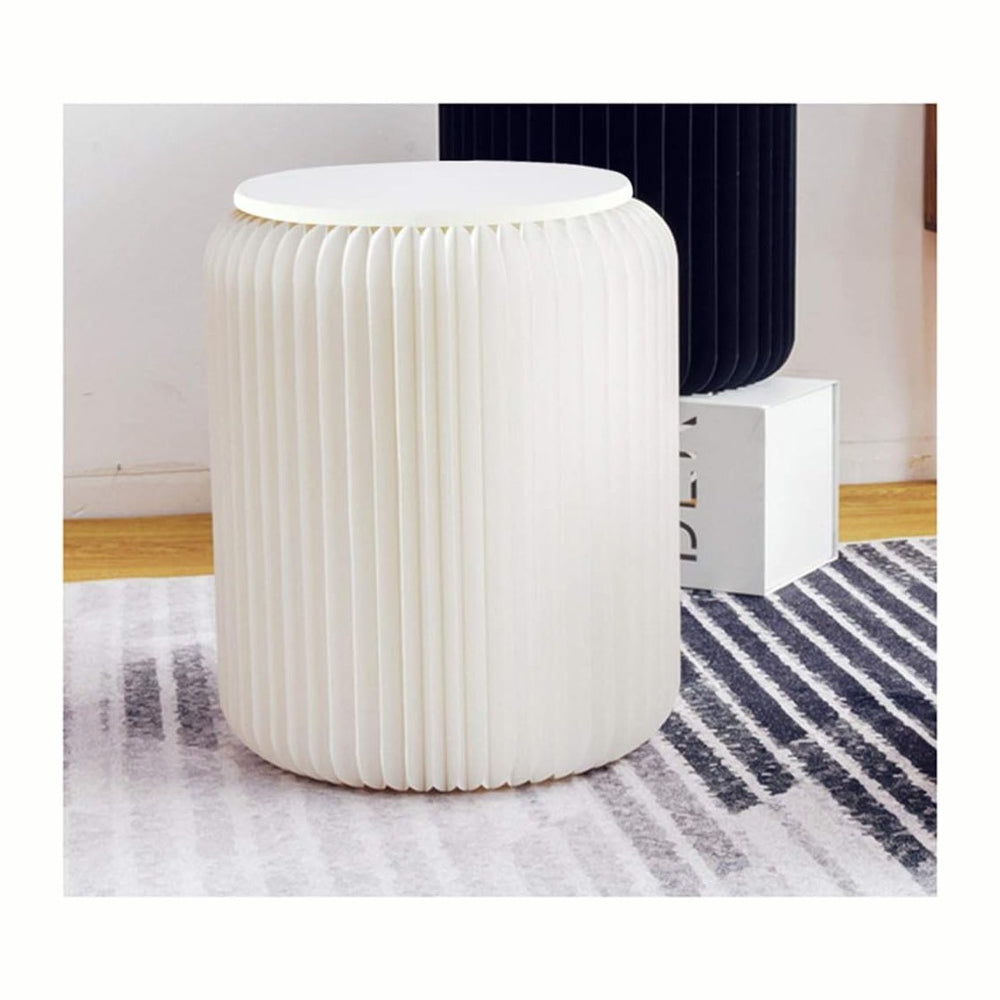 Modern White Paper Stool Foldable - 11 inch Heigh - Compact, Sturdy & Por...