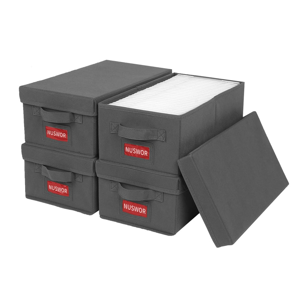 NUSWOR DVD Storage Box - DVD Storage Solutions 4Pack- Grey | Stackable DVD Ca...