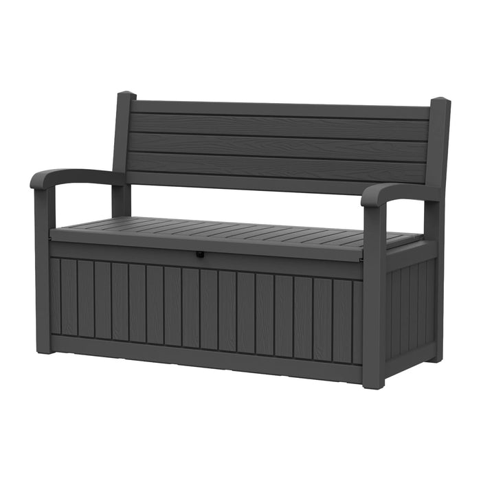 Outdoor Waterproof Storage Bench Deck Box with Armrests Lockable Storage Furniture for Patio Porch Garden(Black