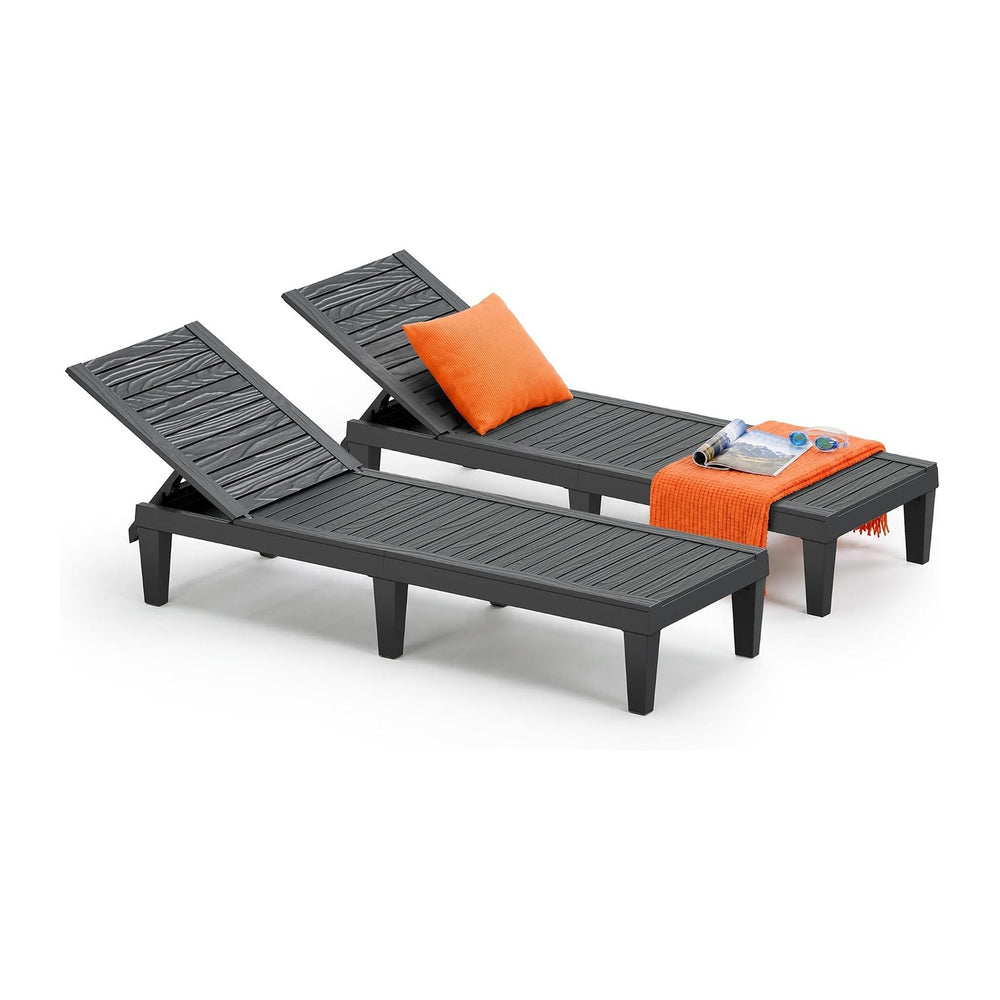 Patio Lounge Chairs Outdoor, Patio Chaise Lounges with Adjustable 5-Position ...