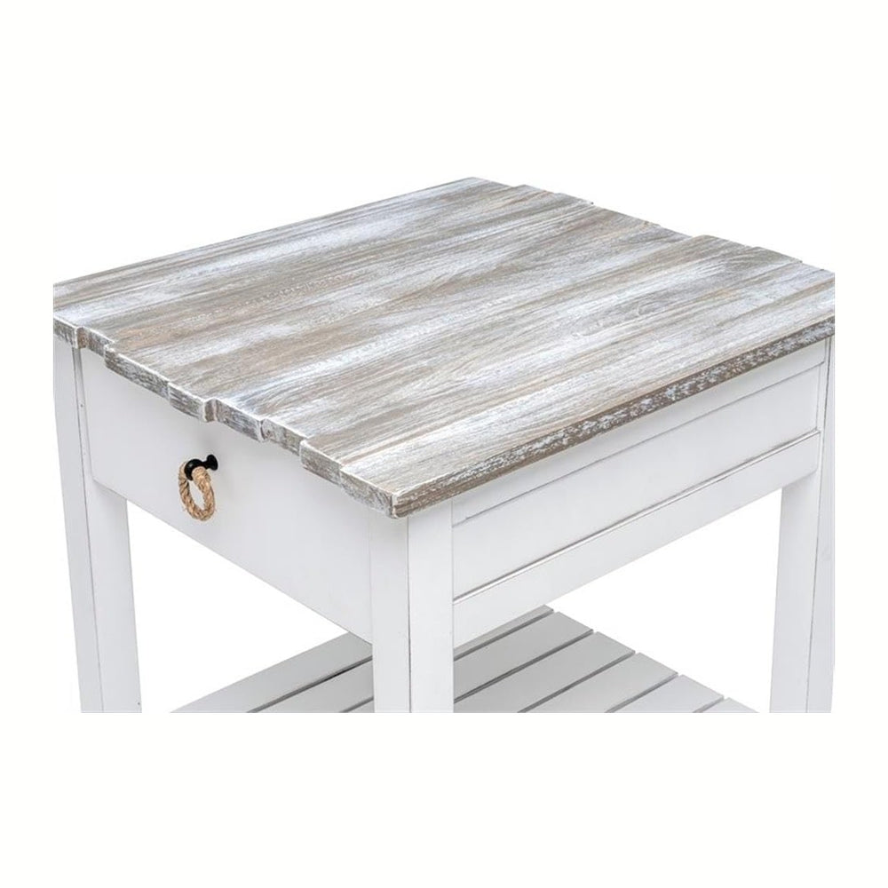 Pemberly Row Contemporary Wood End Table with Drawer, White/Gray Finish, 24&q...