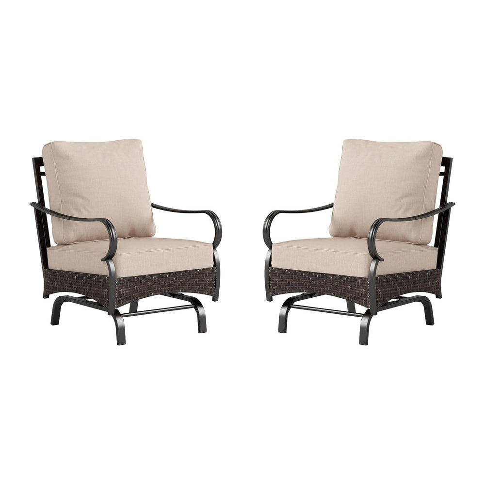 PHI VILLA Rocking Patio Sofa Chairs - 2 PCS Outdoor Rocking Armchairs, Patio ...