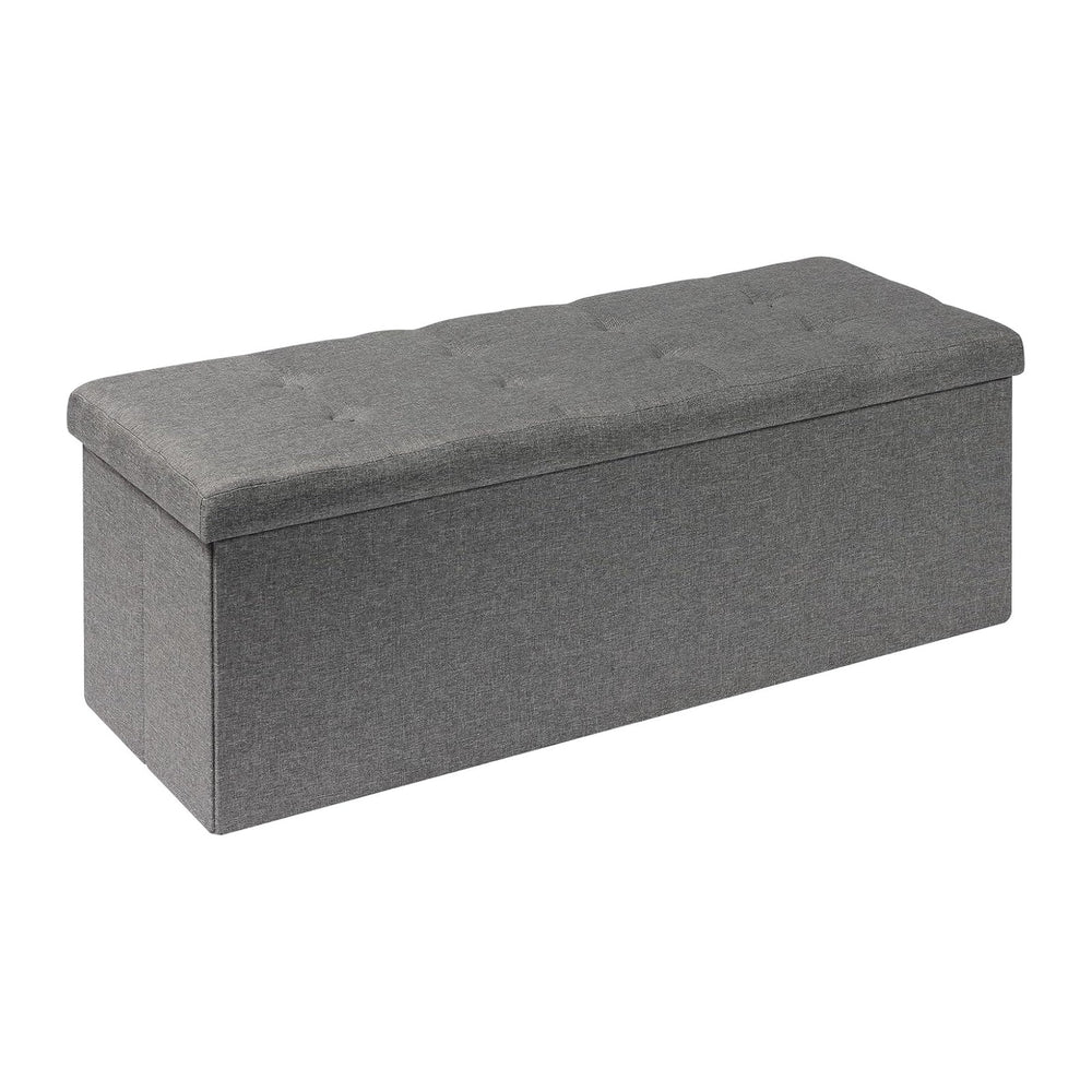 PINPLUS Folding Storage Ottoman Bench, Grey Linen | Linen Storage Chest with ...