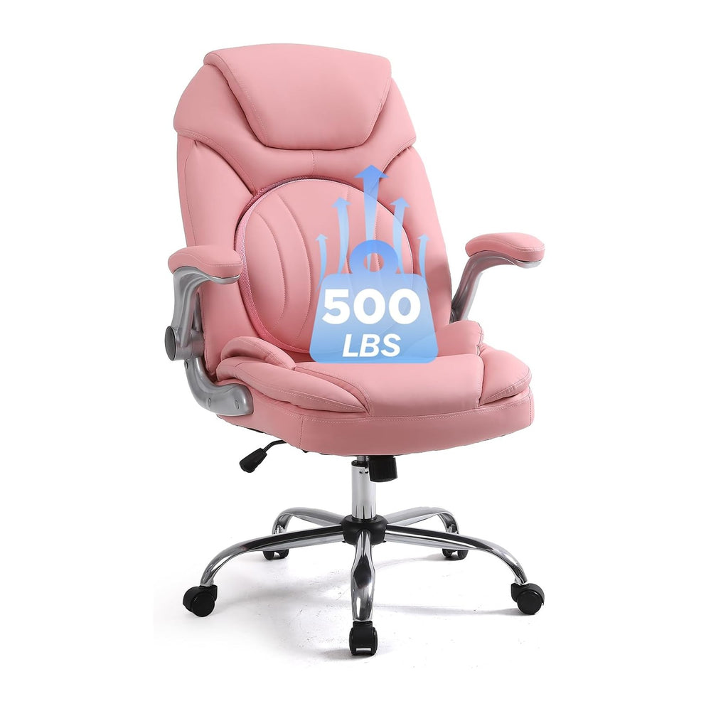 Plus Size Criss Cross Wide Comfy Office Desk Chair with Back Support, Pink | ...