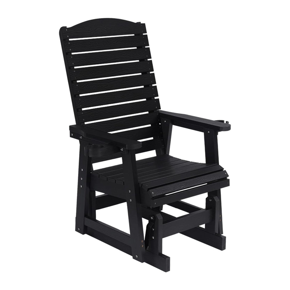 Poly Lumber Patio Glider for One Person, with Cup Holders, High Backrest and ...