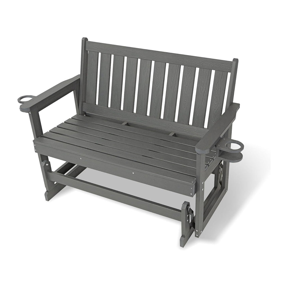 Poly Lumber Patio Glider, HIPS Material Weather-Resistant Swing Bench for Out...