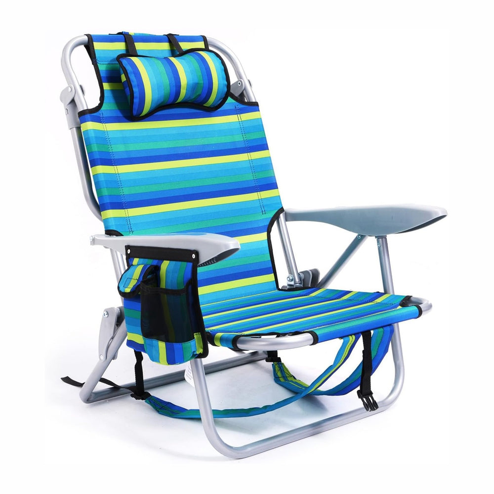 Portable Beach Chair for Adults, Outdoor Camping Chair Lay Flat Folding Backp...