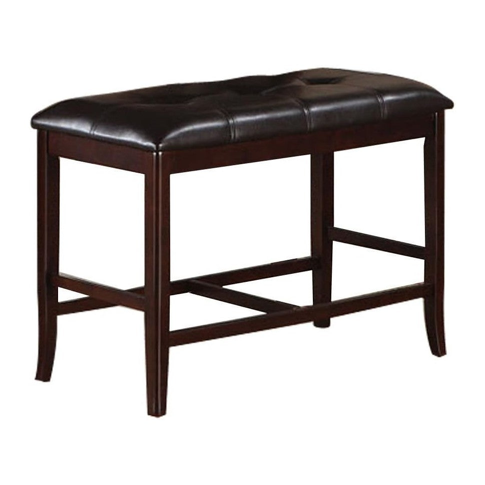 Poundex Counter Height Dining Bench in Deep Brown Finish