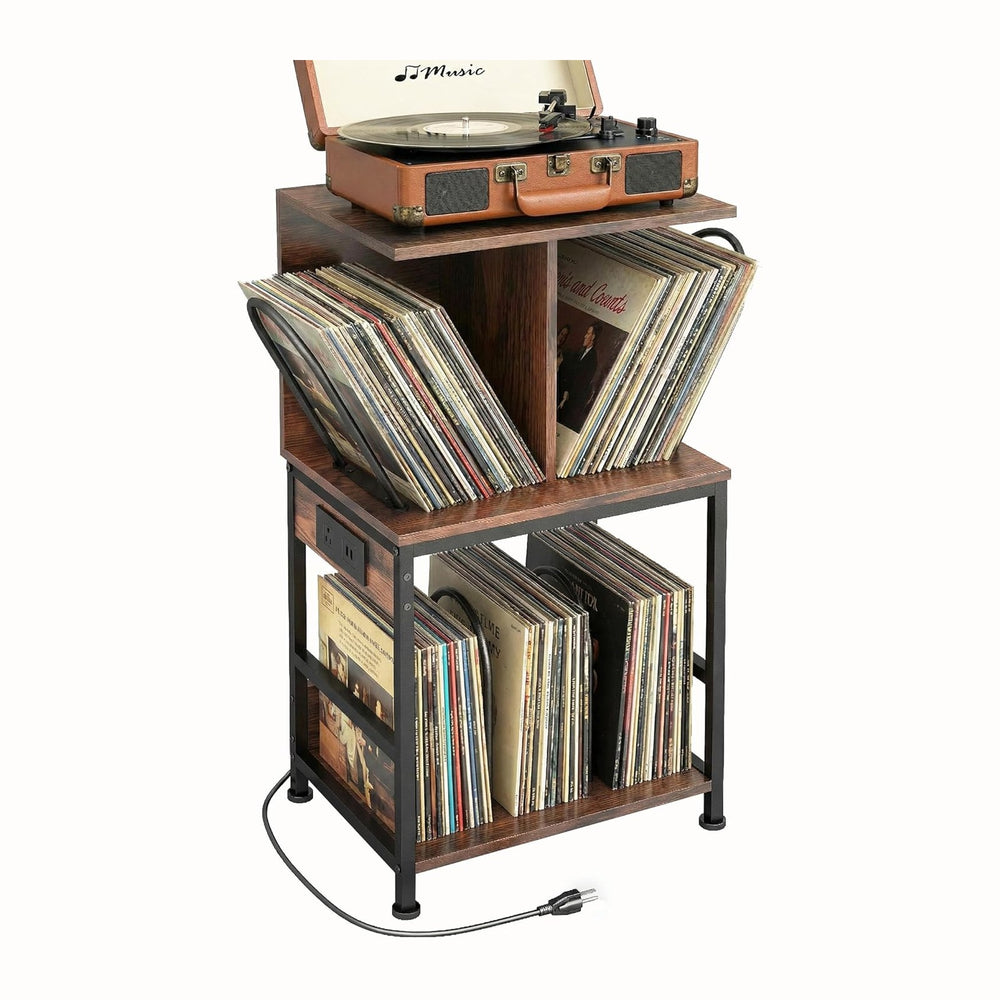 Record Player Stand with Vinyl Storage, Large Record Table Holds 180 Albums, ...