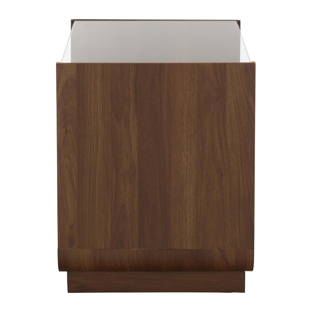 SAFAVIEH Furniture - Acres Accent Table - Walnut Wood & Glass Top - 2 She...