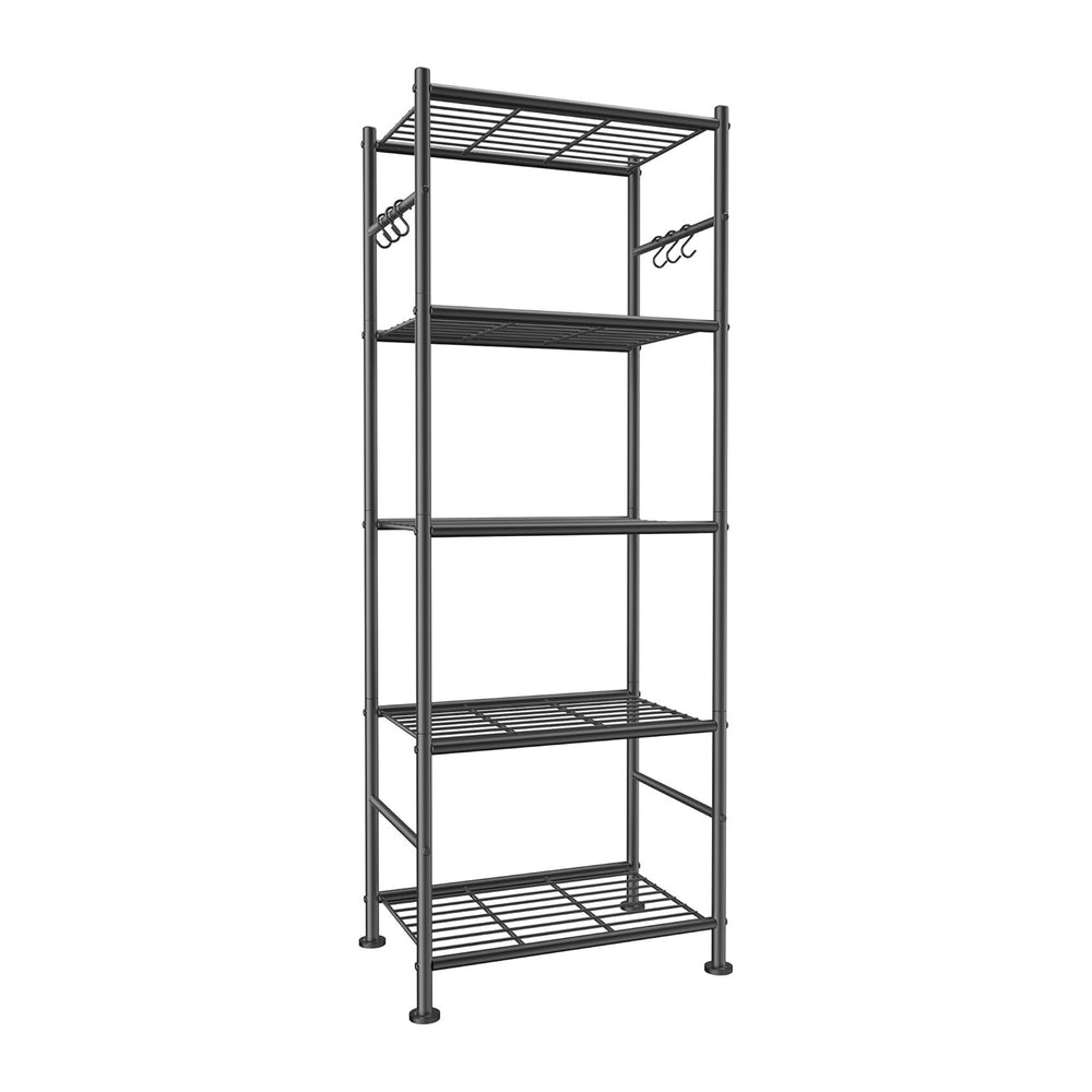 Sakugi Storage Shelves - 5-Tier Large Capacity Shelf Organizer with Hooks, He...