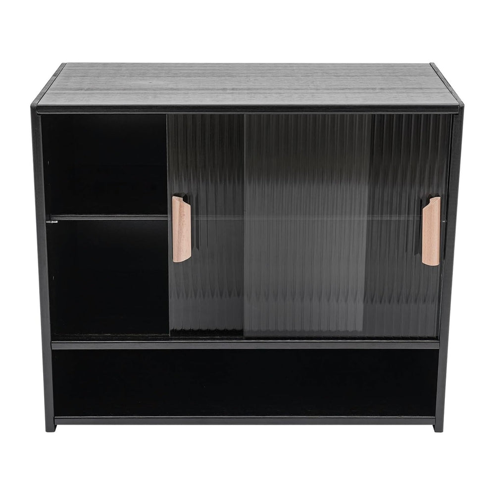 Small Countertop Kitchen Pantry, 3 Tiers Bamboo Pantry Sideboard with 2 Slidi...