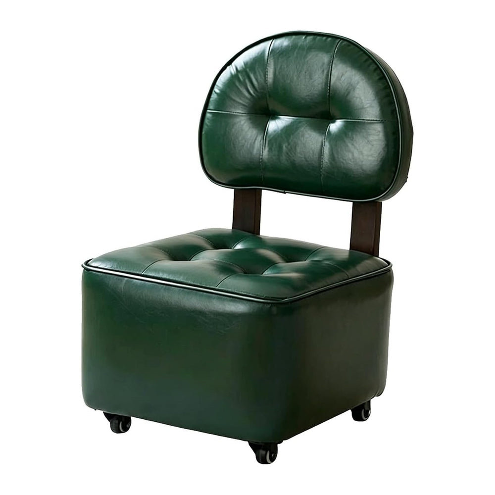 Small Rolling Footrest Stools Modern Upholstered Round Foot Stool Ottoman wit...
