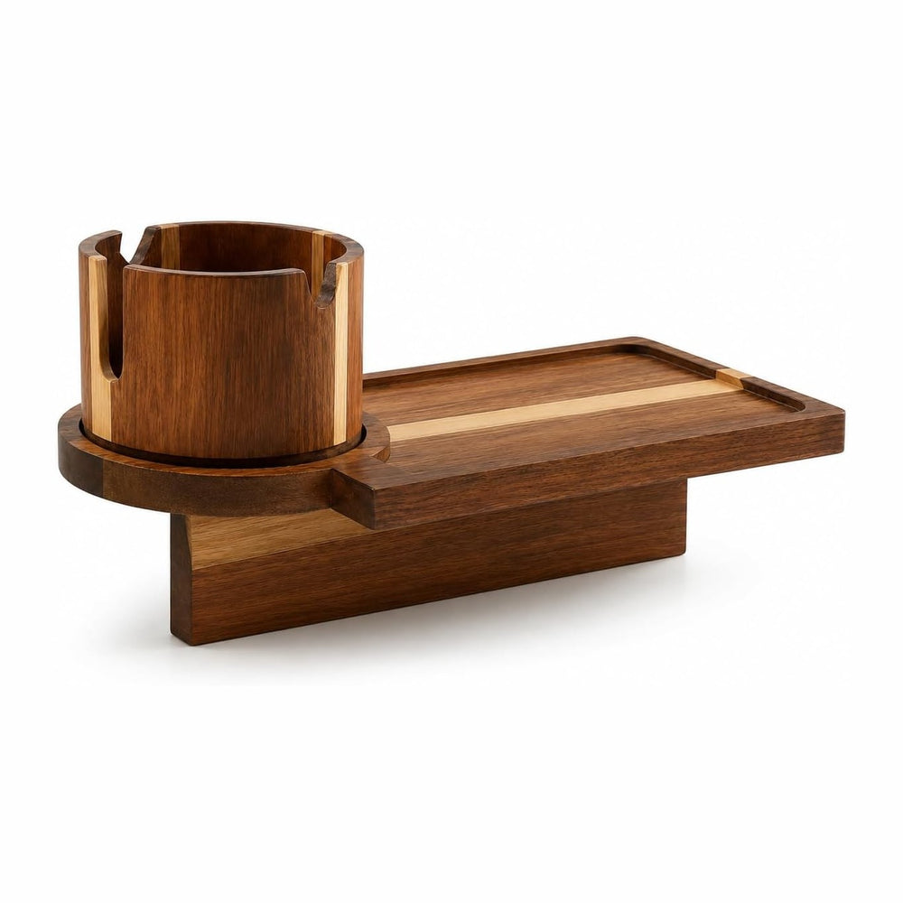Solid Acacia Wood Couch Cup Holder Tray for Sofa Gap, 3-in-1 Couch Caddy with...