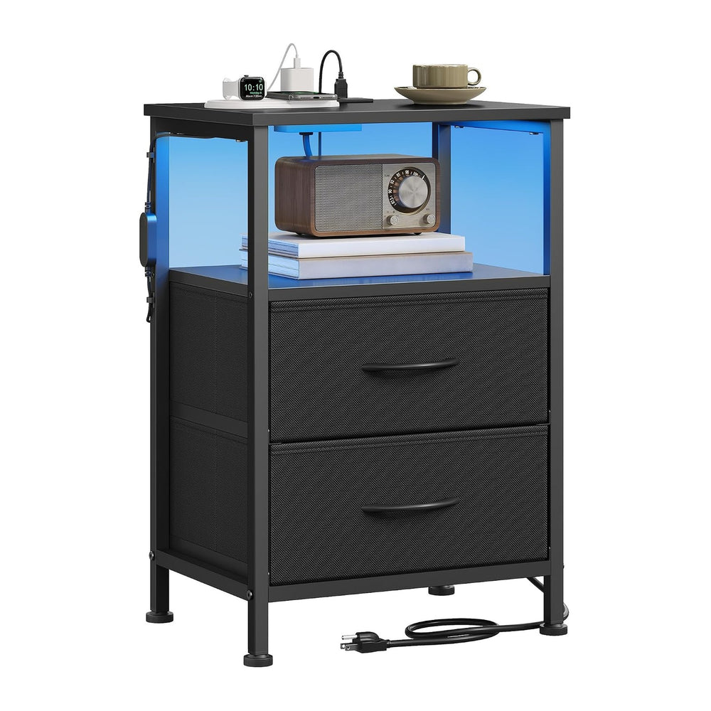 SONGMICS BELLAH Collection - Nightstand with Charging Station and App-Control...