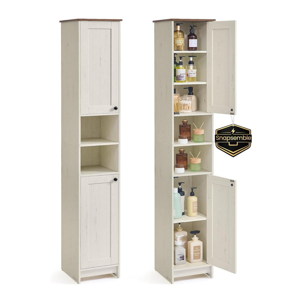 SONGMICS HOME 67-Inch Tall Bathroom Storage Cabinet, Superfast Toolless Assem...