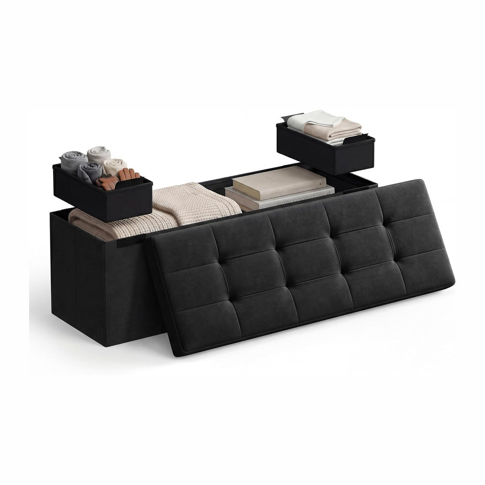 SONGMICS HOME Ottoman with Storage, Removable Lid, Folding Storage Chest, Eas...