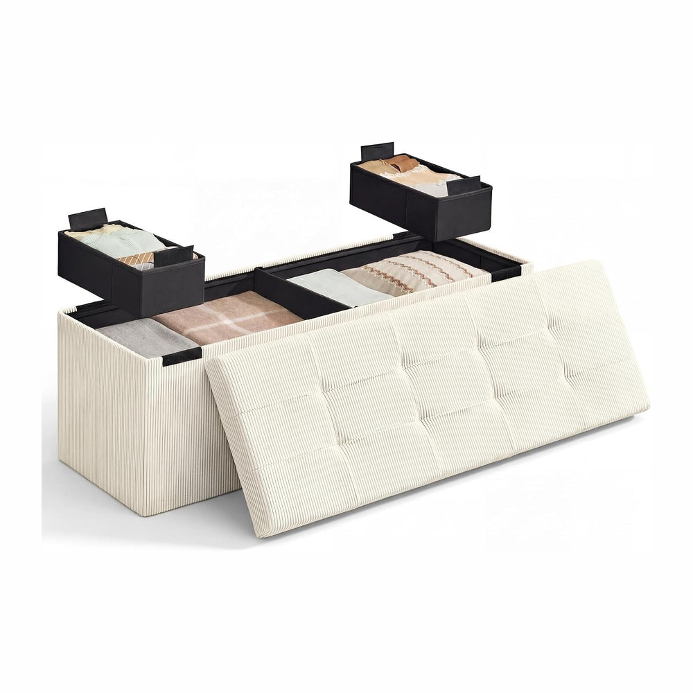 SONGMICS Home Ottoman with Storage, Removable Lid, Folding Storage Chest, Eas...