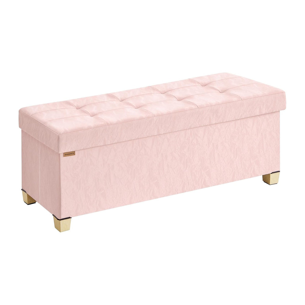 SONGMICS Storage Ottoman Bench, PU Leather Foldable Footrest, Padded Seat | C...