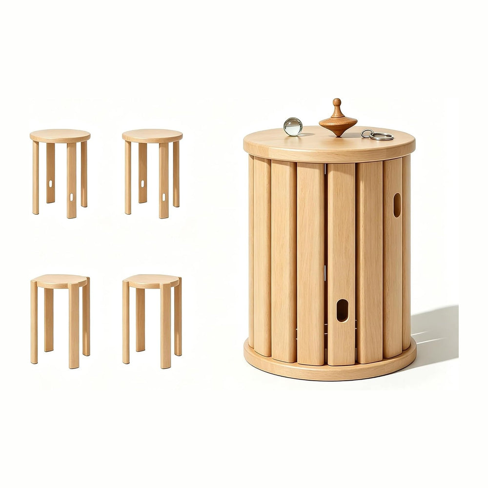 Stackable Stools Set of 4,Round Wood Stool Side Table/18 H Stackable End Tabl...