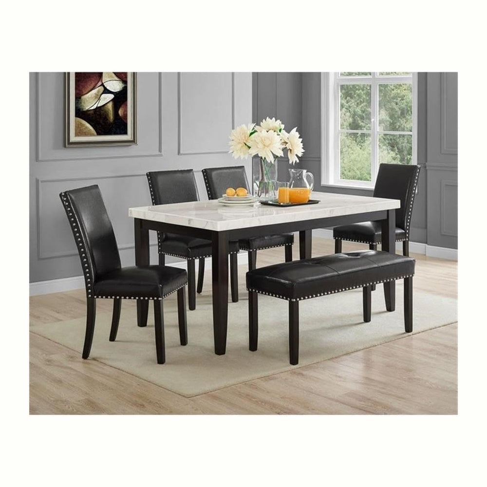 Steve Silver Westby Black PU Dining Bench w/Nailhead, Upholstered in Easy-Car...