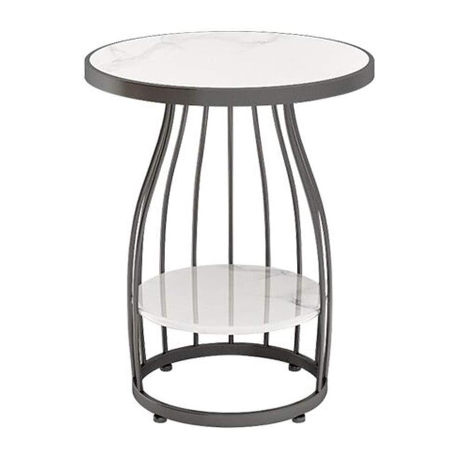 Telephone Table, Side Table Living Room 2-Tier Marble Small Round Table Sofa ...