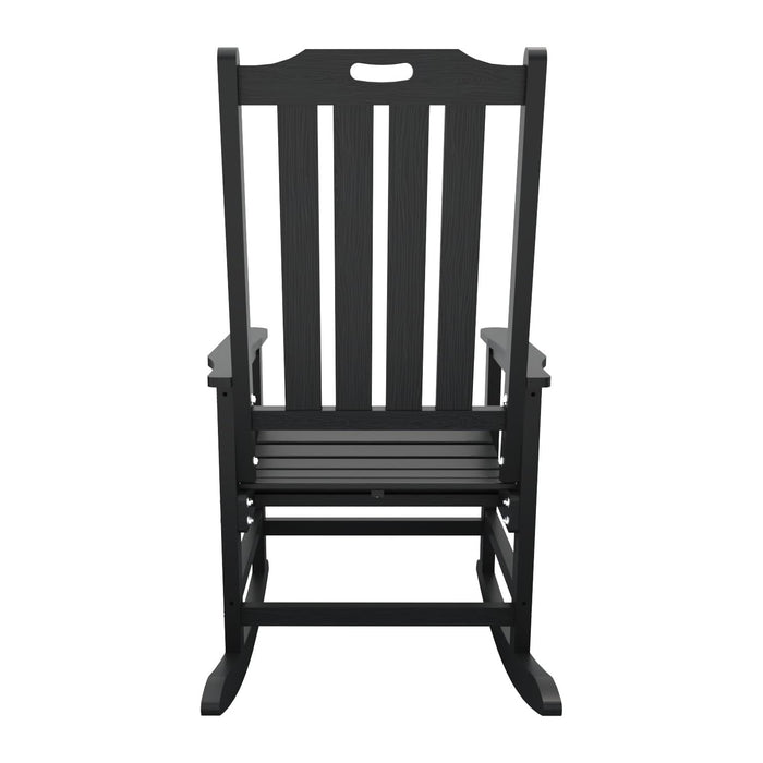 THOEOE Outdoor Rocking Chairs, Oversized Patio Rocking Chair | HDPE Outdoor Rockers for Front Porch, Patio, Backyard, Balcony and Garden. All-Weather High Back Design, Black