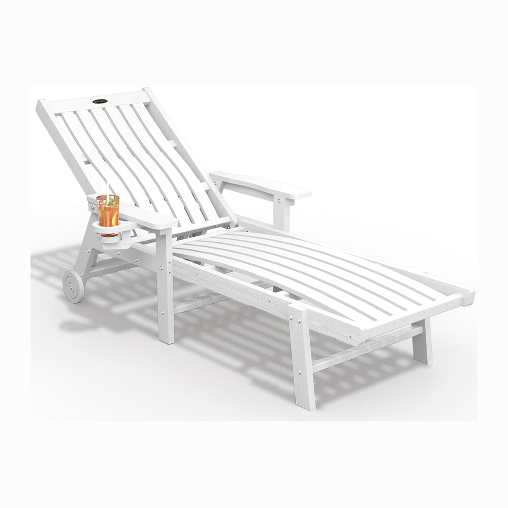 THOEOE Patio Chaise Lounge Chair,HDPE Lounge Chair Outdoor with Wheels | Over...