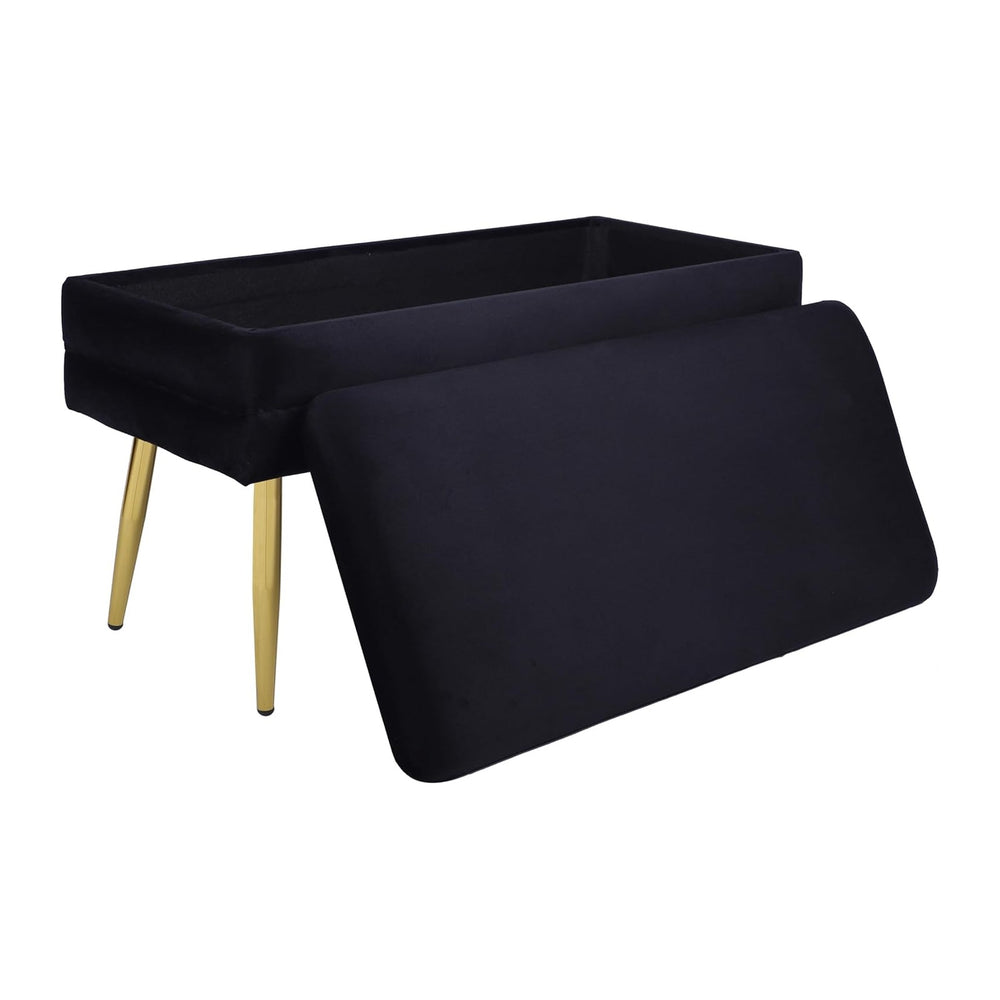 Tov Furniture Ziva Black Velvet Storage Bench