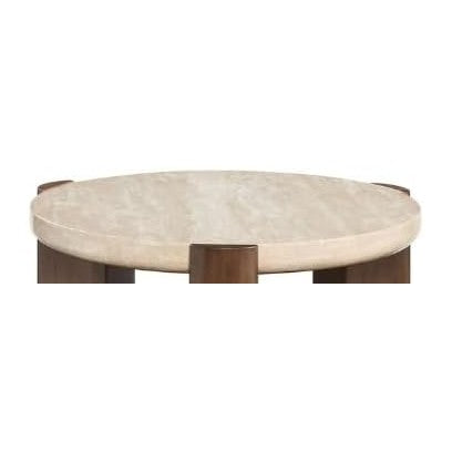 Travertine Top & Dark Oak End Table
