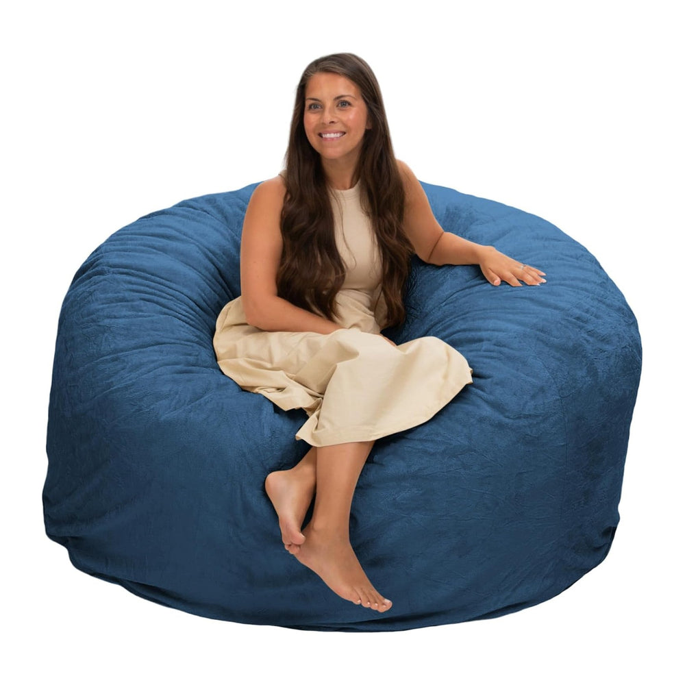 Ultimate Sack 5000 5-Foot Bean Bag Chair, Cloud Fur Cover – Oversized Foam Lo...