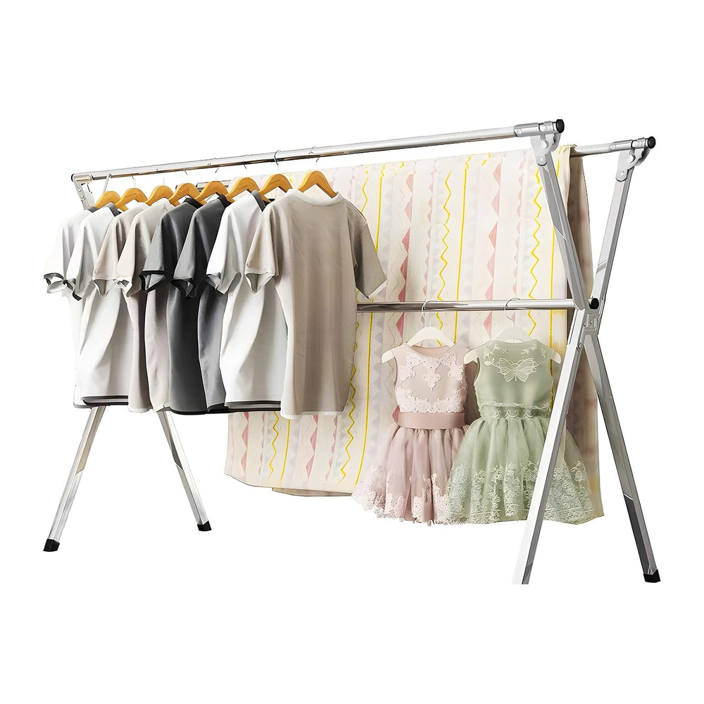 URYAN 95 Inches Clothes Drying Rack, Heavy Duty Stainless Steel Laundry Dryin...