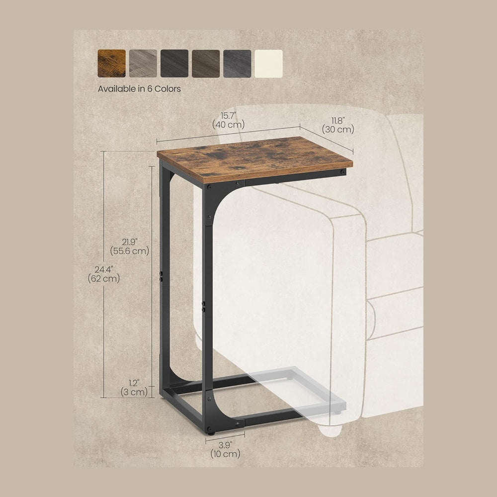 VASAGLE C-Shaped End Table, Small Side Table for Couch, Sofa Table with Metal...
