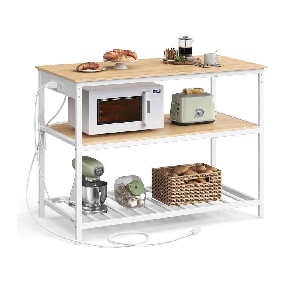 VASAGLE Kitchen Island with 3 Shelves, Storage Cabinet, Steel Structure | Kit...
