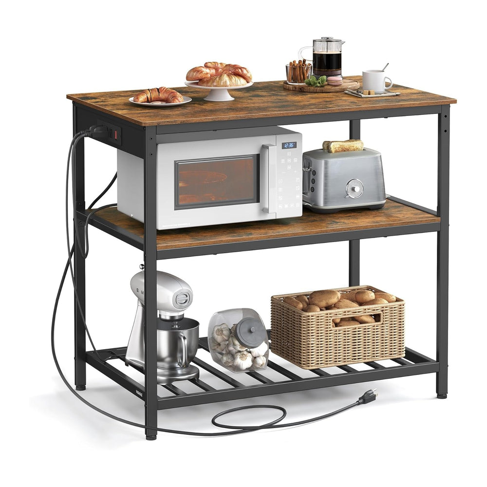 VASAGLE Kitchen Island with 3 Shelves, Storage Cabinet, Steel Structure | Kit...
