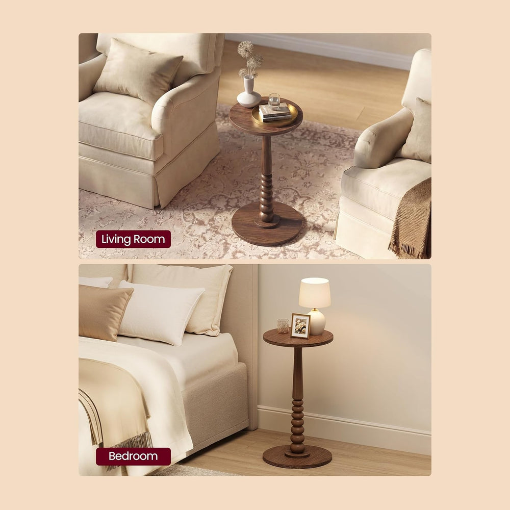 VASAGLE Round Side Table, Small Drink End Table, Solid Wood Leg | Accent Nigh...