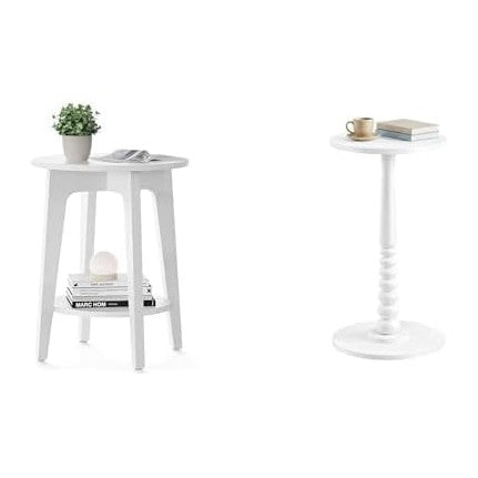 VASAGLE Small Round End Table, Round End Drink Table, Cloud White ULET283T14,...