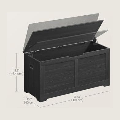 VASAGLE Storage Chest, 39.4 Inches Width Bench with 2 Safety Hinges | Farmhou...