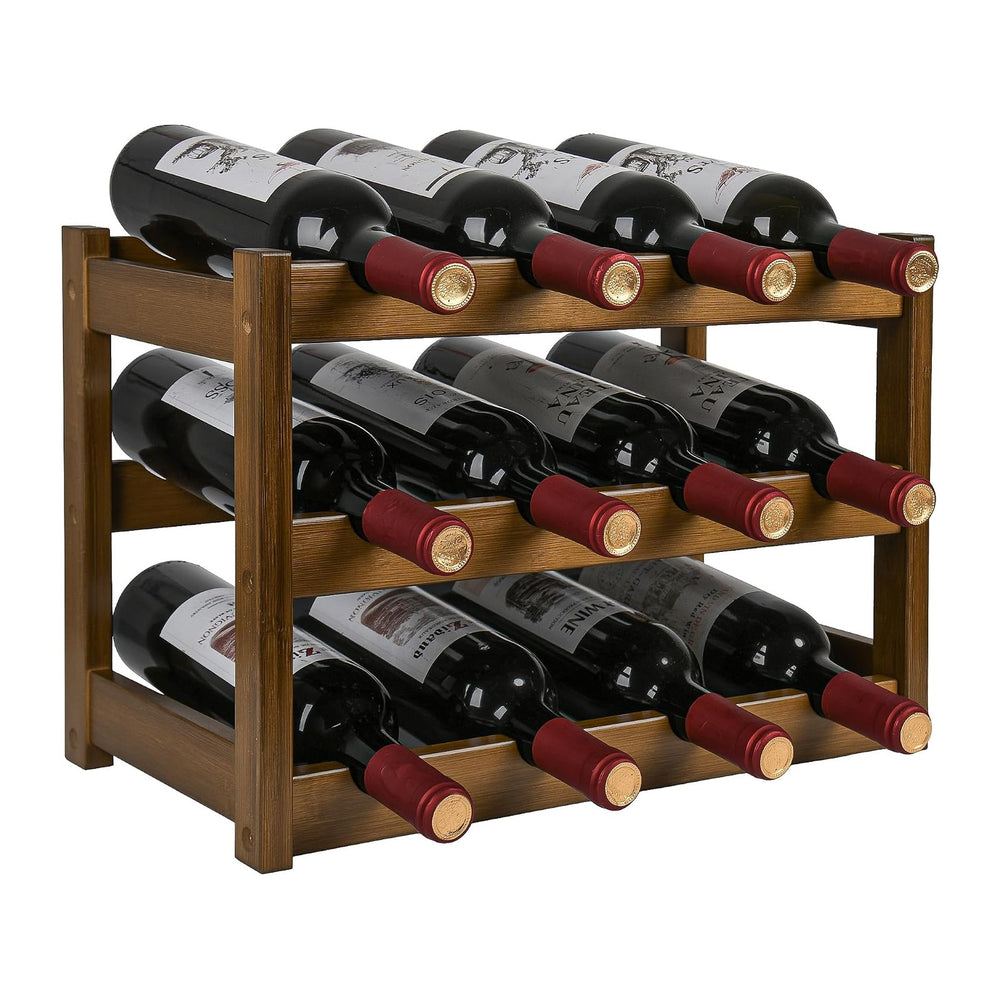 VASMIA Bamboo Wine Rack, Sturdy and Durable Wine Storage Cabinet Shelf, Wine ...